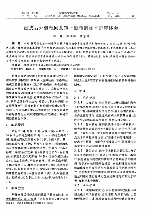 经皮后外侧椎间孔镜下髓核摘除术护理体会