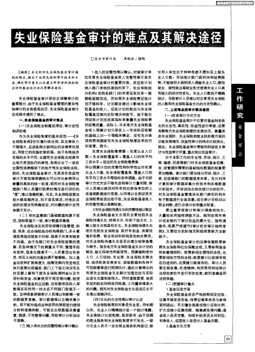 失业保险基金审计的难点及其解决途径