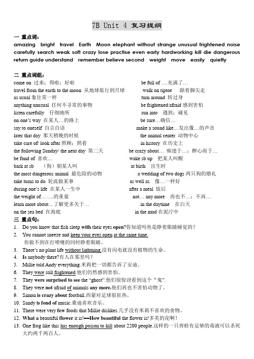 7B Unit 4 复习提纲