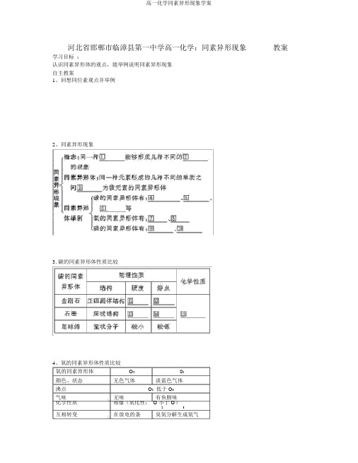 高一化学同素异形现象学案