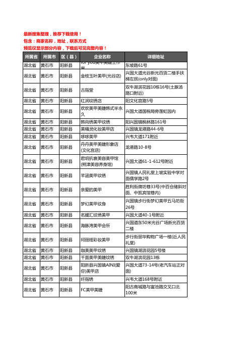 新版湖北省黄石市阳新县美甲企业公司商家户名录单联系方式地址大全21家