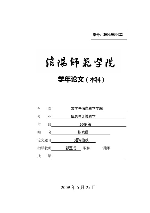 矩阵的秩 学年论文