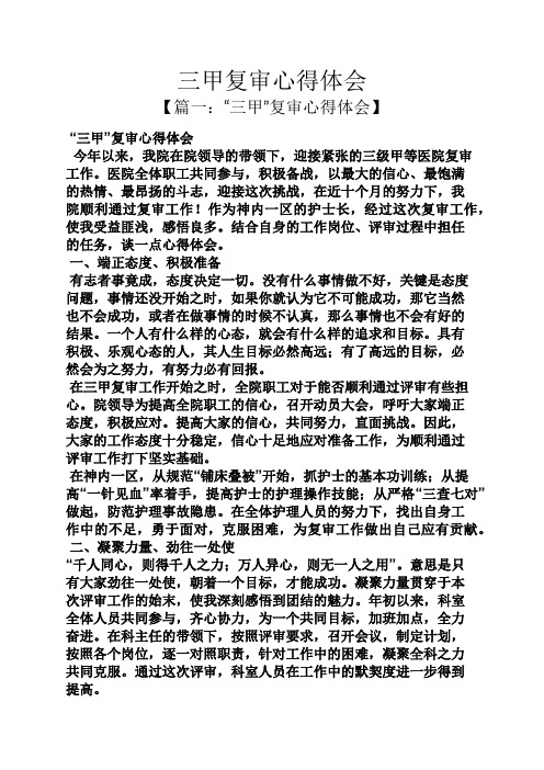 三甲复审心得体会