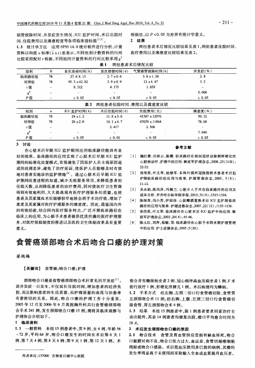 食管癌颈部吻合术后吻合口瘘的护理对策