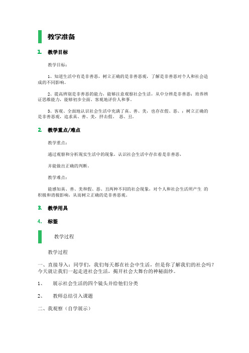 第十七课 看社会 辨是非 教学设计 教案
