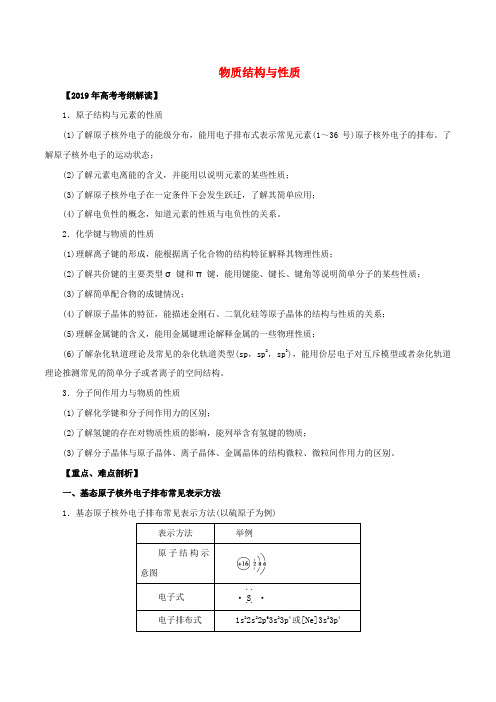2020年高考化学考纲解读与热点难点突破专题15物质结构与性质教学案含解析20190401130.doc