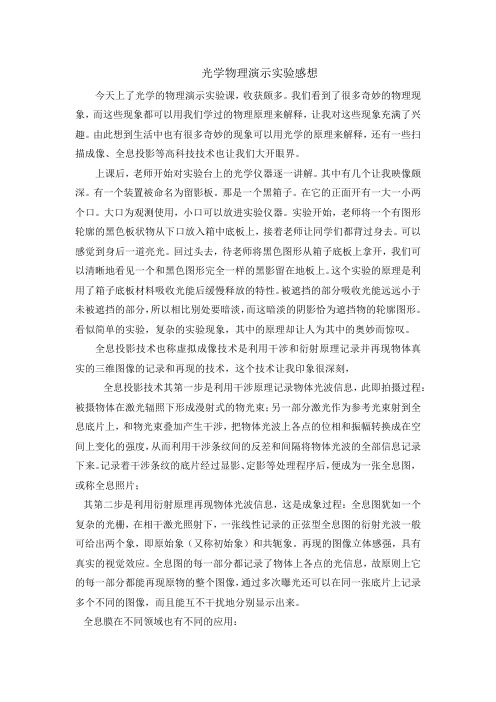 物理演示实验光学感想