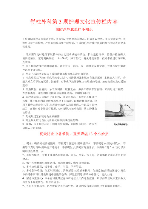 脊柱外科第3期护理文化宣传栏内容