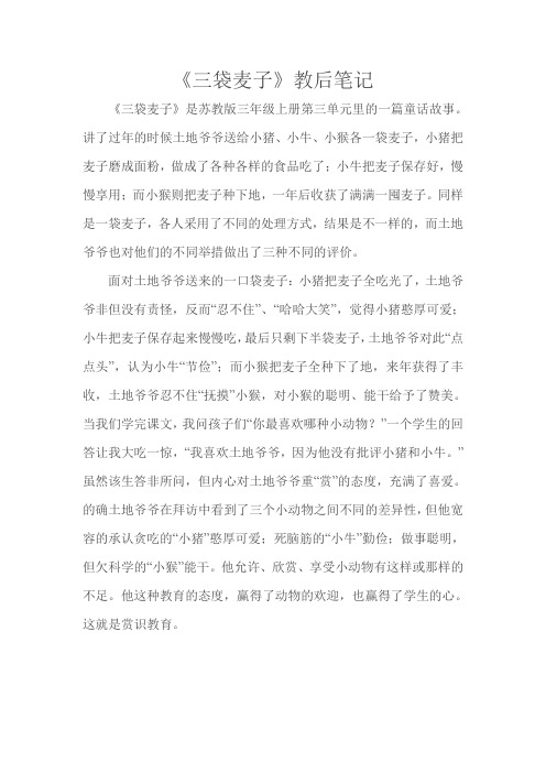 《三袋麦子》教后心得