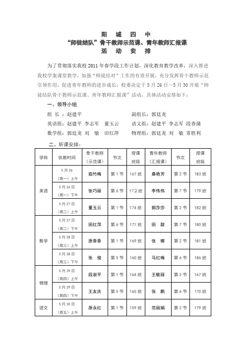 阳城四中师徒结队暨教学能手示范课