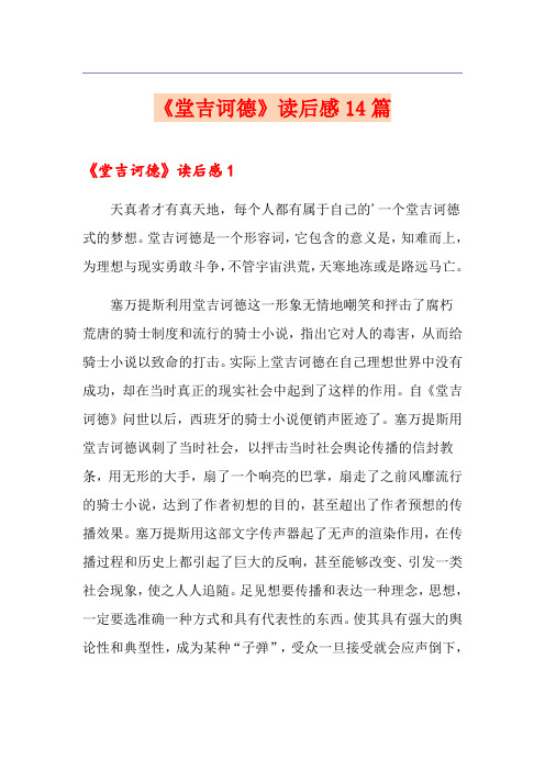 《堂吉诃德》读后感14篇