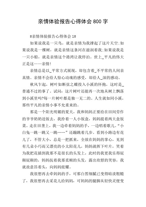 亲情体验报告心得体会800字