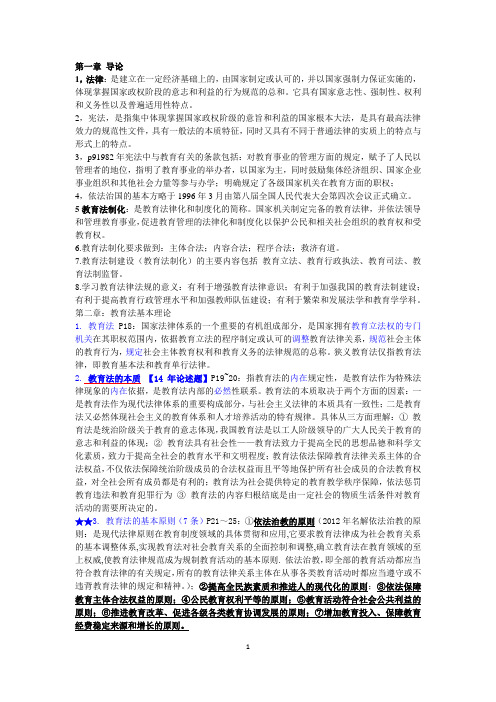2016江苏省高校教师资格考试笔记 —教育法总结(含历年考题标记)