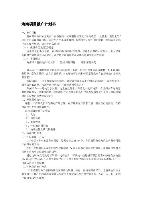海南项目推广计划书(4)