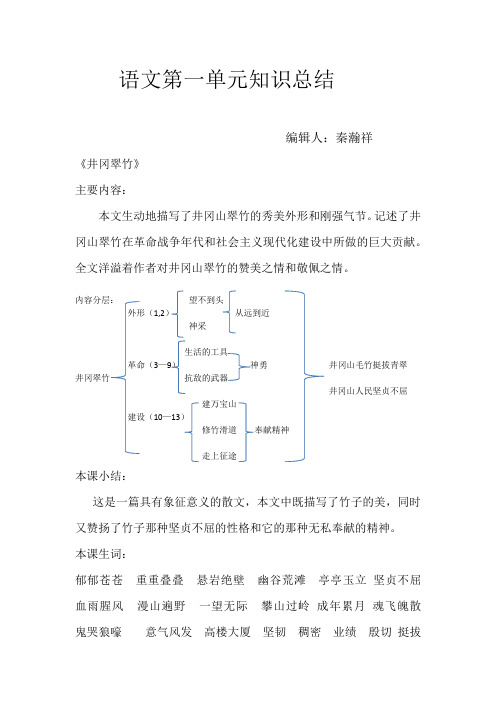 长春版语文12册第一单元知识点总结