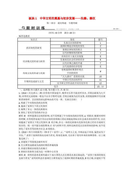 2019届高考历史二轮复习板块1中华文明的奠基与初步发展__先秦秦汉限时训练6