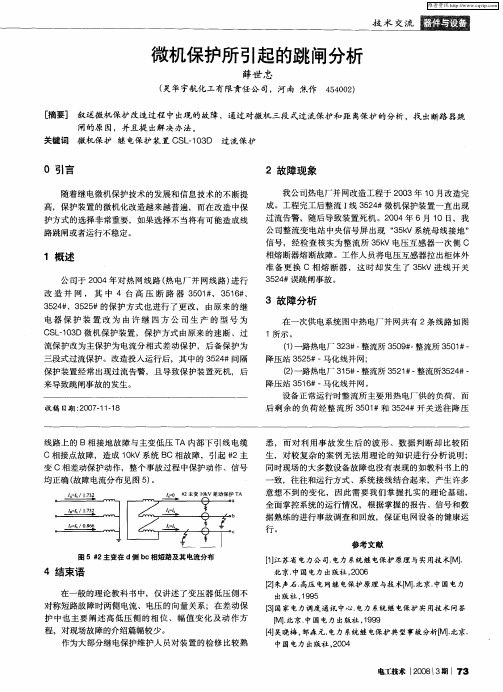微机保护所引起的跳闸分析