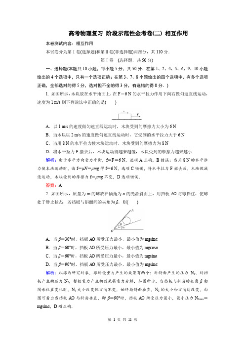 高考物理复习 阶段示范性金考卷(二) 相互作用