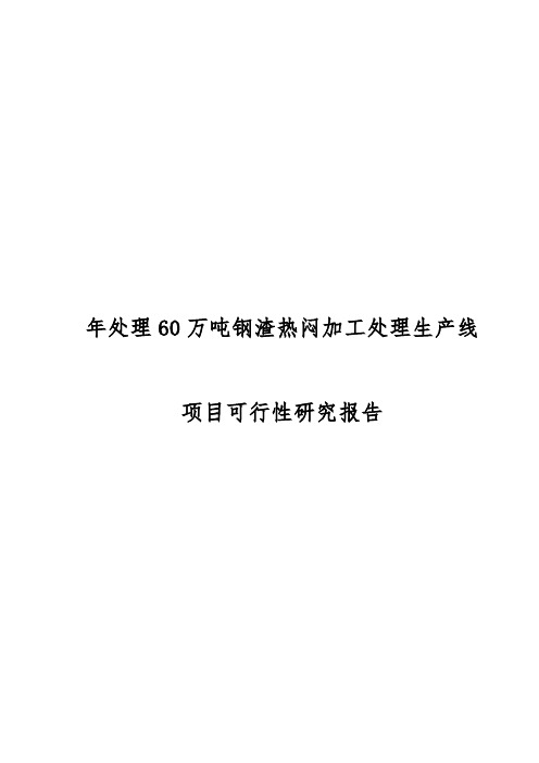 年处理60万吨钢渣热闷加工处理生产线项目可行性实施报告