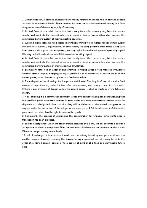 金融英语复习题14-15-1