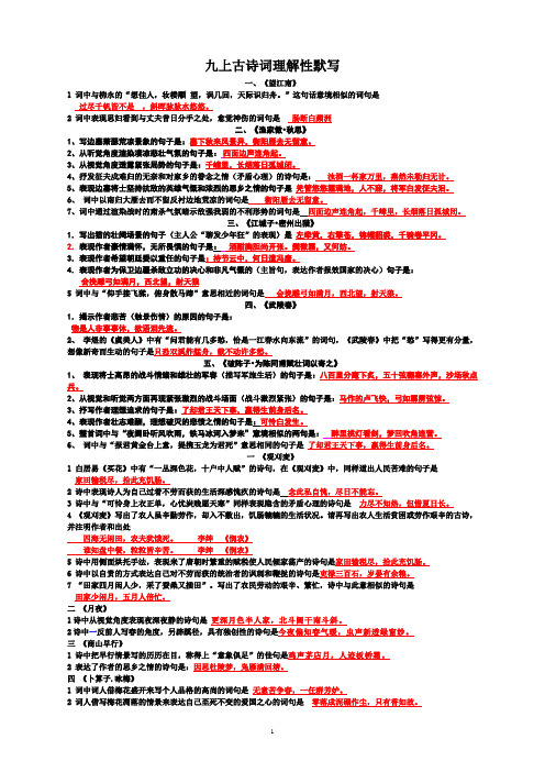 九上诗词理解性默写(带答案)