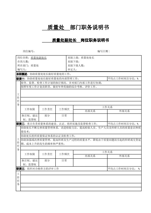 北大纵横—中国兵器工业—质量处副处长职务说明书