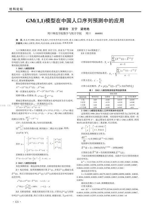 GM(1,1)模型在中国人口序列预测中的应用