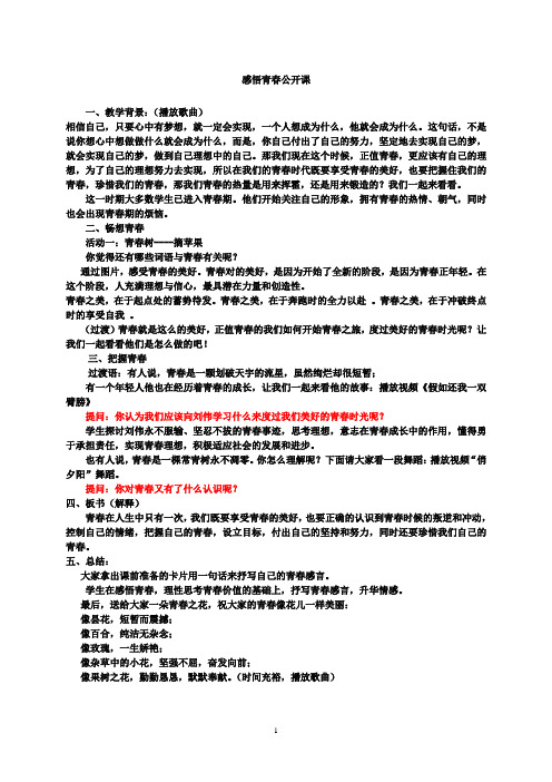 感悟青春公开课教案