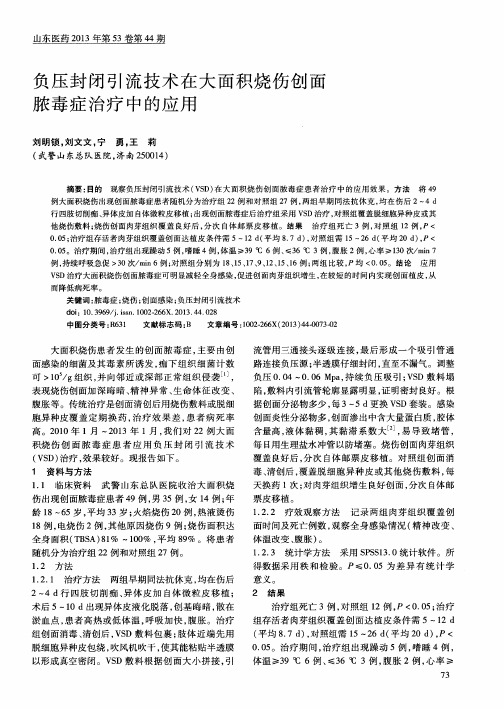 负压封闭引流技术在大面积烧伤创面脓毒症治疗中的应用