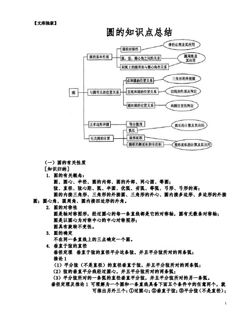 2020冀教版九年级数学上册：圆的知识点总结及典型例题