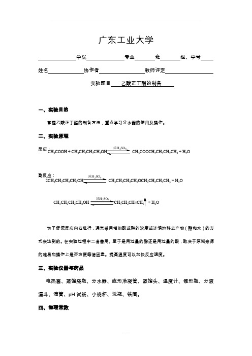 乙酸正丁酯的制备