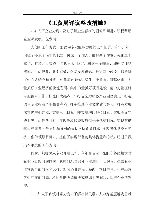《工贸局评议整改措施》