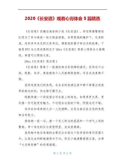 2020《长安道》观看心得体会5篇精选