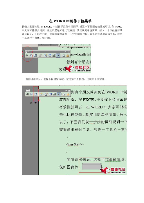在WORD中制作下拉菜单
