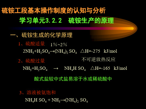 硫铵工段基本操作制度的认知与分析：硫铵生产的原理