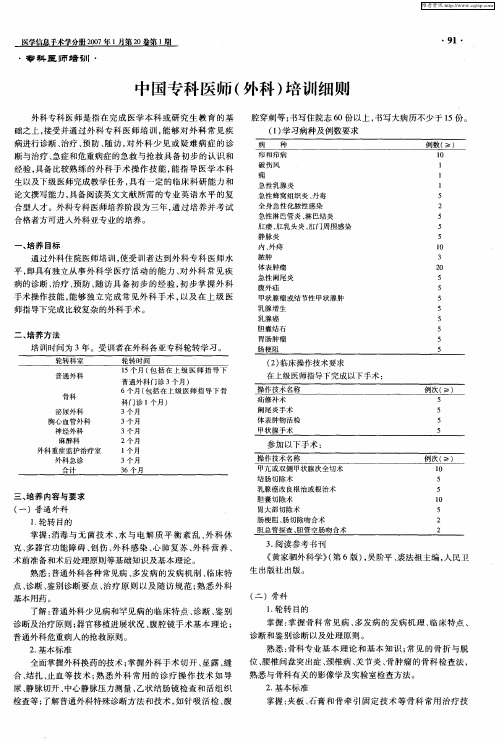 中国专科医师(外科)培训细则