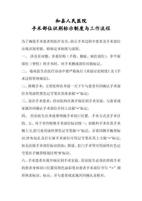 手术部位识别标示制度