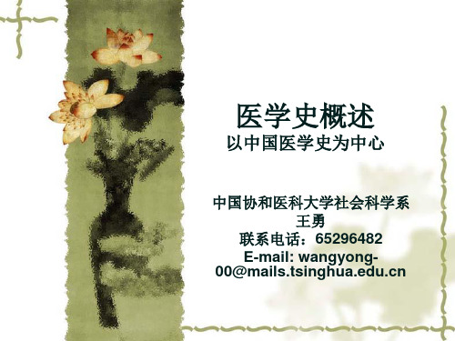 医学史概述：以中国医学史为中心