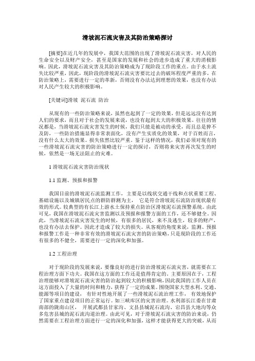 滑坡泥石流灾害及其防治策略探讨