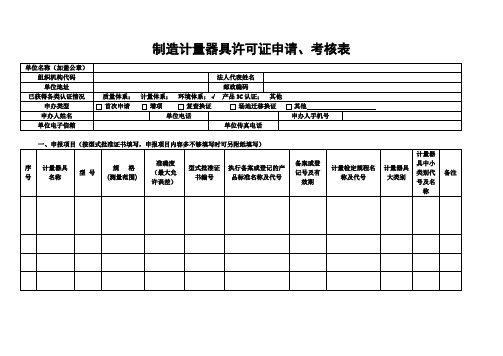 制造计量器具许可证申请