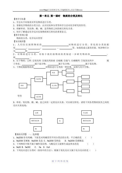 物质的分类和转化导学案