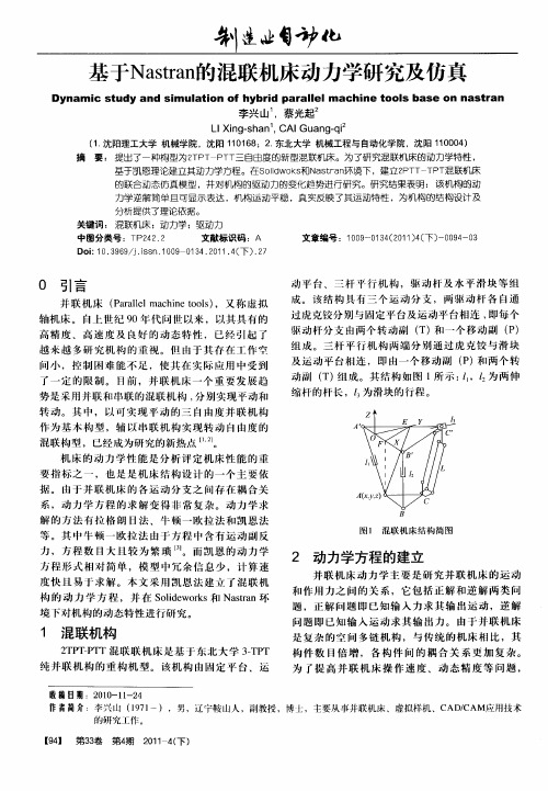 基于Nastran的混联机床动力学研究及仿真