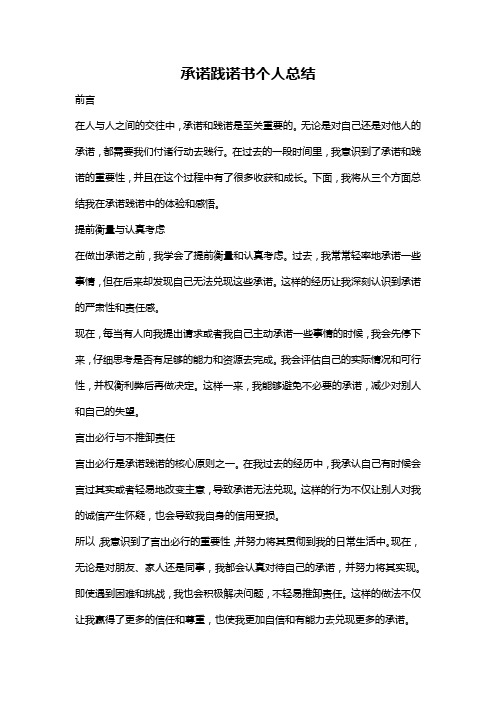 承诺践诺书个人总结