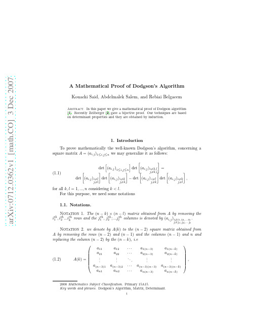 A Mathematical Proof of Dodgson's Algorithm