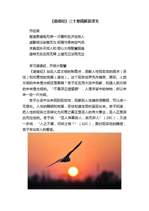 《道德经》三十章精解及译文