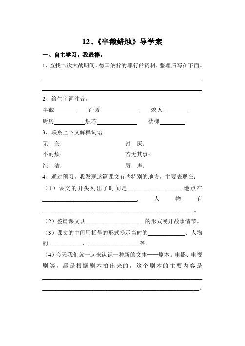 《半截蜡烛》导学案