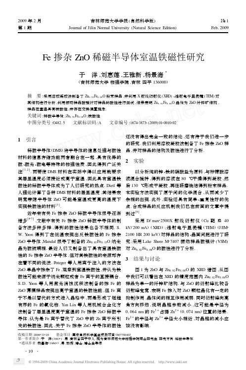Fe掺杂ZnO稀磁半导体室温铁磁性研究