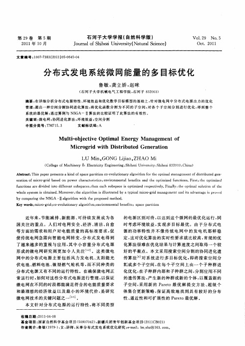 分布式发电系统微网能量的多目标优化