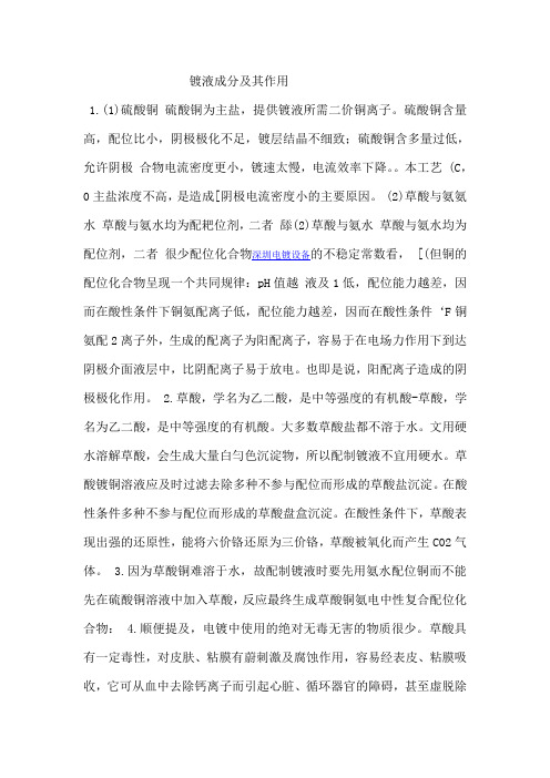 镀液成分及其作用