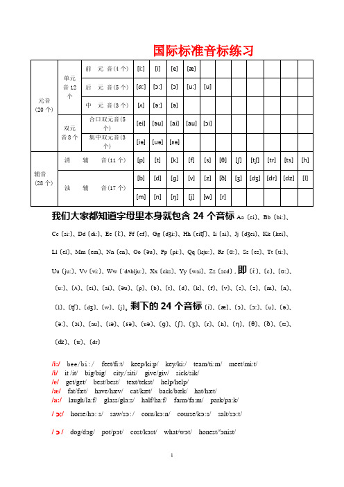国际标准音标学习顺口溜[1]